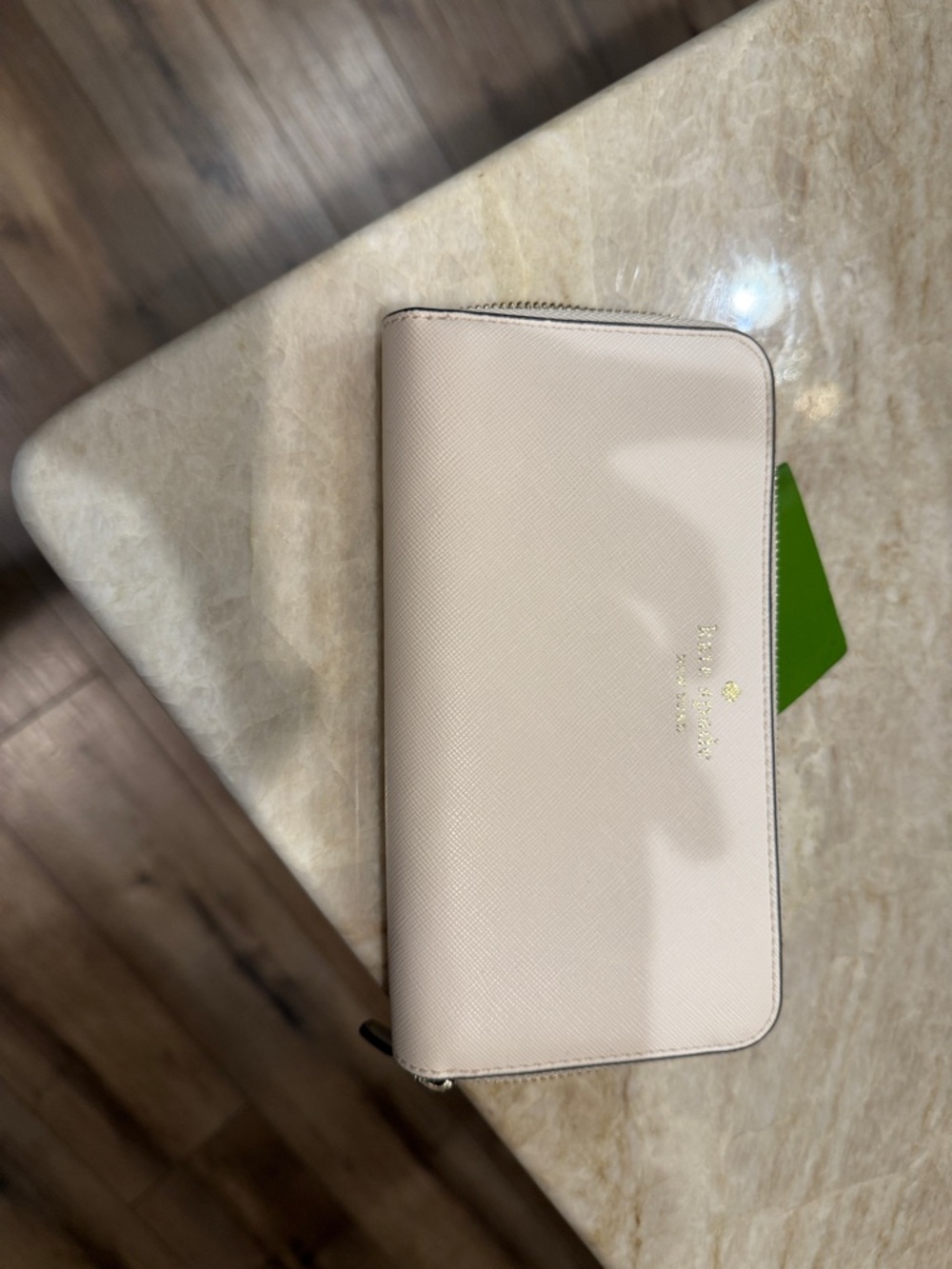 kate spade cream zip-around saffiano wallet with gold hardware -NWOT